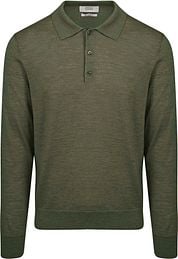 King Essentials The Robert Long Sleeve Polo Shirt Merino Army Green
