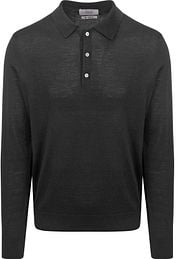 King Essentials The Robert Long Sleeve Polo Shirt Merino Black