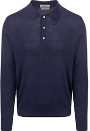 King Essentials The Robert Long Sleeve Polo Shirt Merino Navy