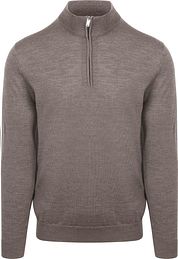 Profuomo Half Zip Pullover Merino Wool Taupe