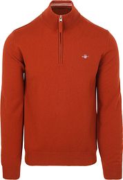 Gant Halfzip Wool Sweater Logo Rust