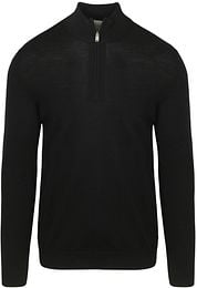 Profuomo Half Zip Pullover Merino Wool Black