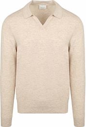 Profuomo Longsleeve Polo Shirt Wool Blend Sand 