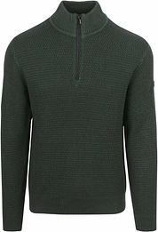 No Excess Half Zip Pullover Structure Melange Dark Green