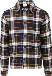 KnowledgeCotton Apparel Overshirt Dark Blue Checkered