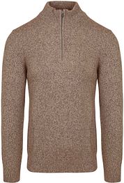 Profuomo Half Zip Pullover Lambswool Melange Camel