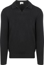 Profuomo Longsleeve Polo Shirt Wool Blend Navy 