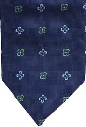 Suitable Tie Silk Stripe Flowers Navy 