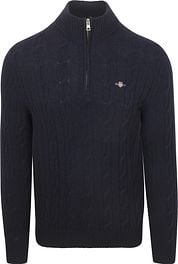 Gant Halfzip Lambswool Sweater Cable Navy