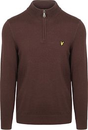 Lyle & Scott Half Zip Pullover Merino Wool Espresso