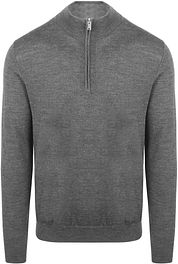 Profuomo Half Zip Pullover Merino Wool Grey
