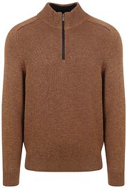 State Of Art Half Zip Pullover Melange Camel Brown