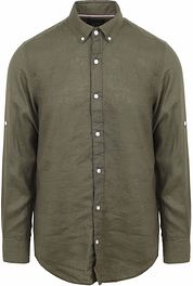 Suitable Shirt Linen Light Olive Green