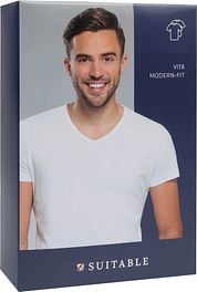 Suitable Vita T-Shirt V-Neck White 2-Pack