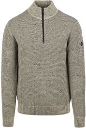 No Excess Half Zip Pullover Structure Melange Stone