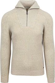 No Excess Half Zip Pullover Two Coloured Melange Greige