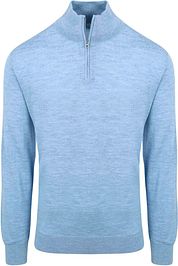 King Essentials The Michael Half Zip Pull Merino Light Blue