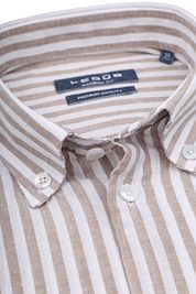 Ledub Shirt Linen Striped Beige 