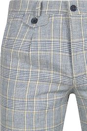 Suitable Chino Linen Blend Checks Blue
