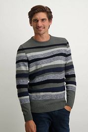State Of Art Jacquard Pullover Stripe Grey