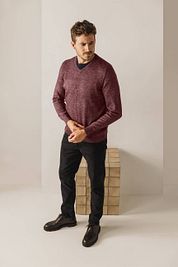 State Of Art Sweater V-Neck Melange Burgundy