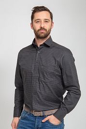 Olymp Luxor Shirt Pied De Poule Black