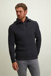 State Of Art Half Zip Pullover Melange Navy