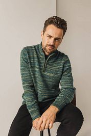 State Of Art Half Zip Pullover Melange Green