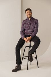 State Of Art Half Zip Pullover Melange Burgundy