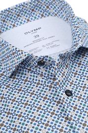 Olymp Luxor Shirt Stretch Print Blue