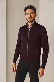 State Of Art Cardigan Fine Contrast Wool Blend Burgundy