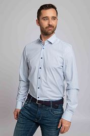 OLYMP Shirt Level 5 24/Seven Print Light Blue