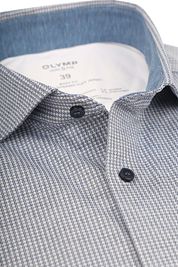 OLYMP Shirt Level 5 24/Seven Pied de Poule Blue