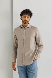 State Of Art Shirt Linen Brown