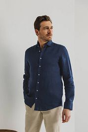 State Of Art Shirt Linen Navy