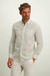 State Of Art Shirt Linen Stripes Green