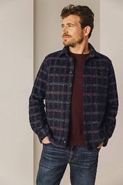 State Of Art Overshirt Wool Blend Checks Navy
