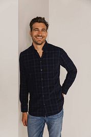 State Of Art Shirt Fine Corduroy Checks Navy