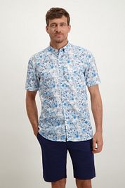 State Of Art Short Sleeve Shirt Print Flower Blue