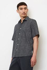 Marc O'Polo Shirt Short Sleeves Print Navy