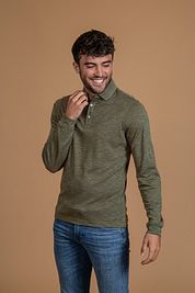 Suitable  Long Sleeve Polo Green