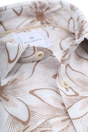 Blue Industry Shirt Linen Print Beige