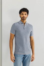 State Of Art Pique Polo Shirt Blue-grey