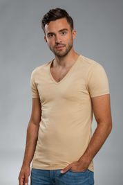 Suitable Vitaru T-Shirt Diepe V-Hals Beige 2-Pack
