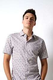Desoto Short Sleeve Jersey Shirt Print Beige 