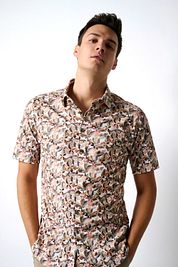 Desoto Short Sleeve Jersey Shirt Print Beige
