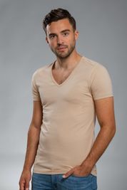 Suitable Vitaru T-Shirt Diepe V-Hals Beige 6-Pack