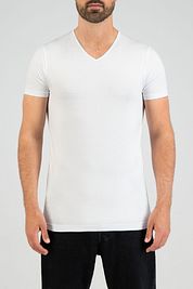 Slater 4-pack T-shirt Basic Extra Long V-neck White