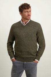 State Of Art Sweater V-Neck Green Melange