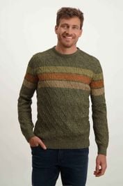 State Of Art Sweater Stripes Green Melange